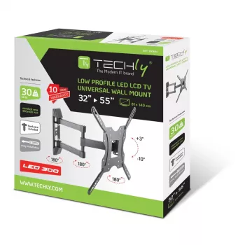 Techly 32-55 colių universalus LCD televizoriaus sieninis laikiklis, juodas