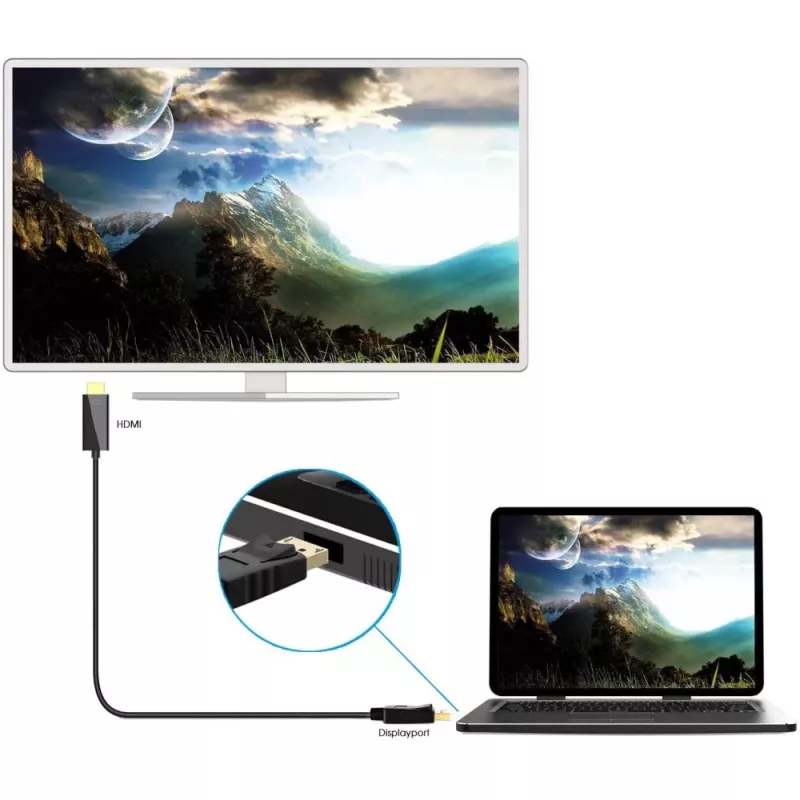 Techly keitiklio laidas 1m DisplayPort į HDMI 1.2 4K ICOC DSP-H12-010