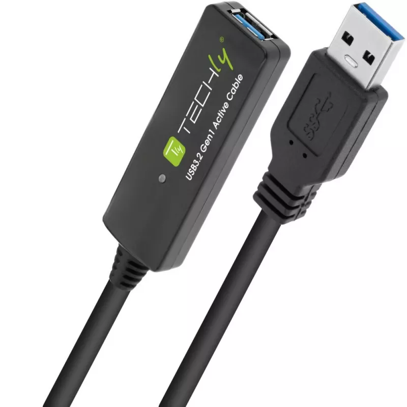 Techly ICUR30100G USB laidas USB 3.2 Gen 1 (3.1 Gen 1) 10 m USB A juodas