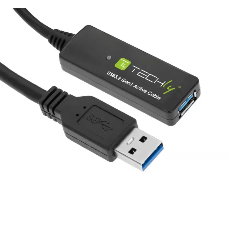 Techly ICUR30100G USB laidas USB 3.2 Gen 1 (3.1 Gen 1) 10 m USB A juodas