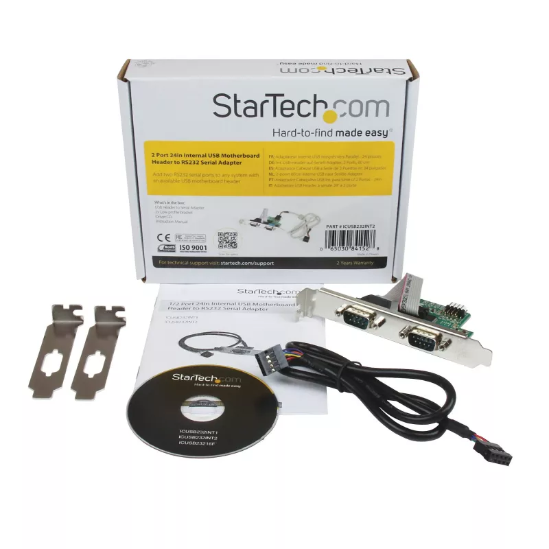 StarTech.com 24 colių vidinė USB pagrindinės plokštės jungtis į 2 prievadų nuoseklųjį RS232 adapterį