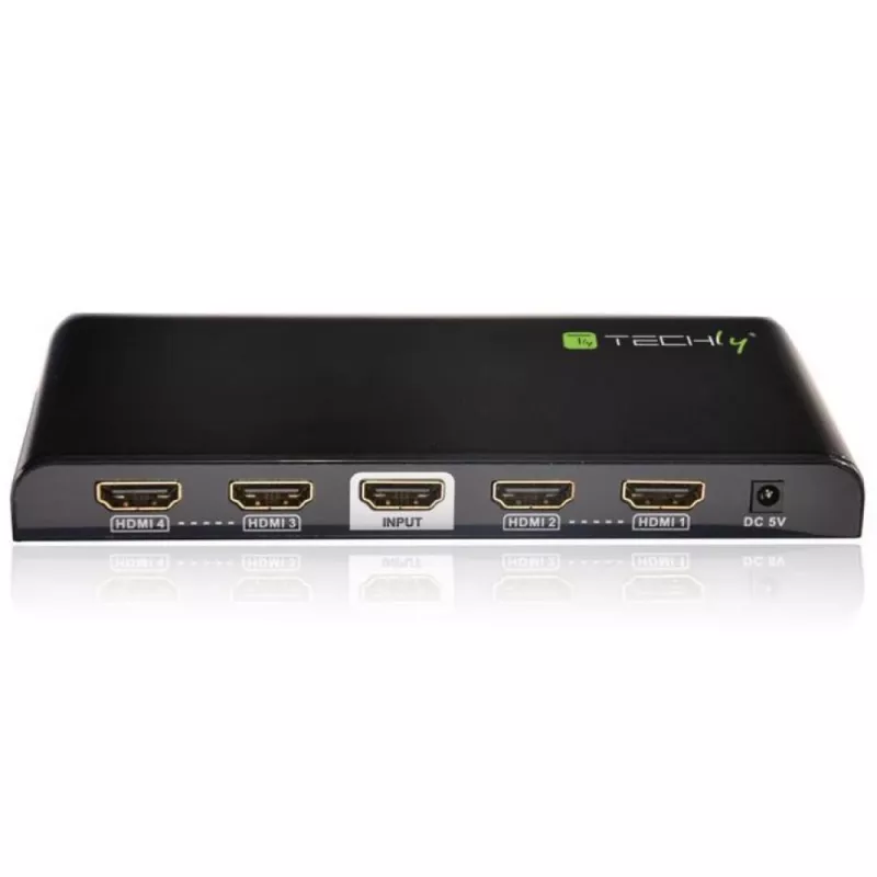 Techly HDMI skirstytuvas 2.0 4K UHD 3D 4 krypčių, HDMI, 4x HDMI, 3840 x 2160 pikselių, Juoda, 4K Ultra HD, 30 m