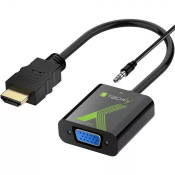 Techly kabelio keitiklio adapteris HDMI į VGA su garsu IDATA HDMI-VGA2A