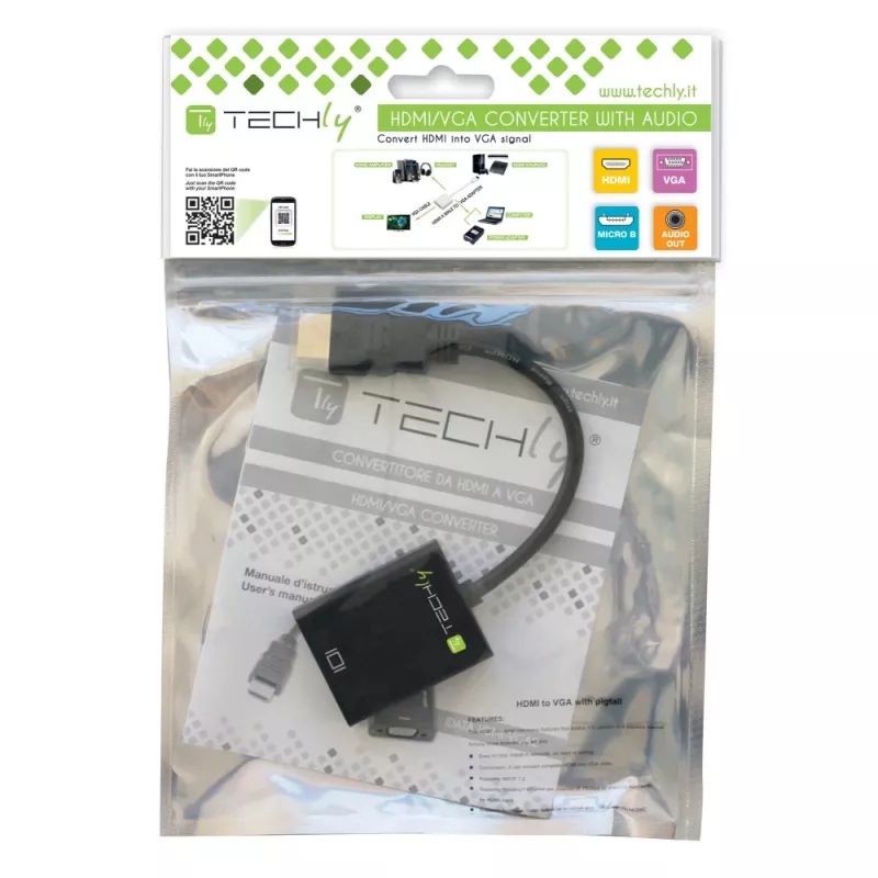 Techly kabelio adapteris konverteris HDMI į VGA su Micro USB ir garsu IDATA HDMI-VGA2AU