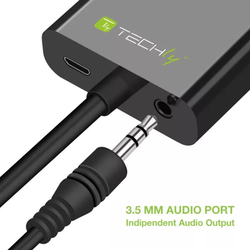 Techly kabelio adapteris konverteris HDMI į VGA su Micro USB ir garsu IDATA HDMI-VGA2AU