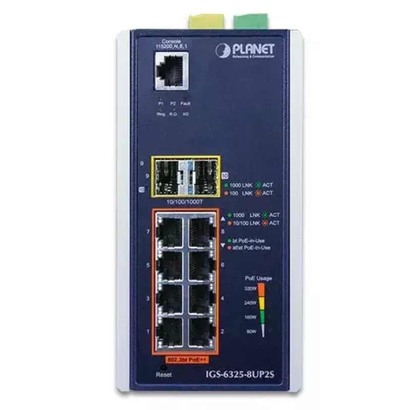 Valdomas L3 komutatorius PLANET IGS-6325-8UP2S 8 prievadų Gigabit Ethernet PoE