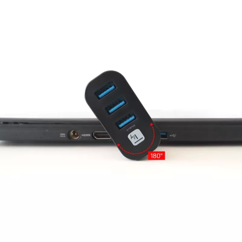 Techly IUSB3-HUB3-ROTB sąsajos šakotuvas USB 3.2 Gen 1 (3.1 Gen 1) Type-A 5000 Mbit/s Juoda