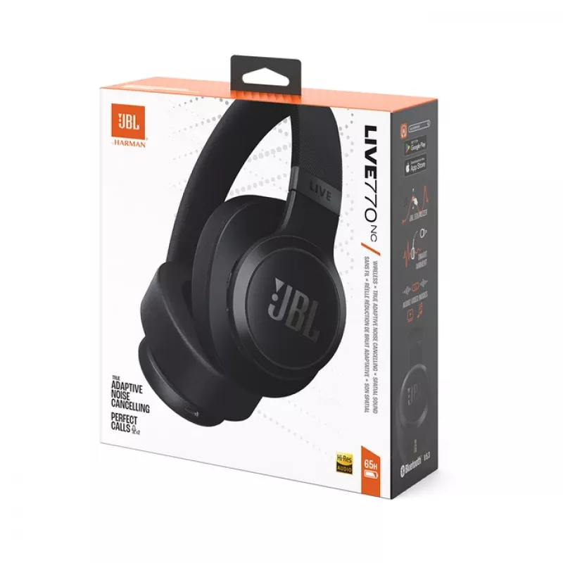 JBL Live 770NC ausinės belaidės galvos juostos skambučiams / muzikai Bluetooth juodos