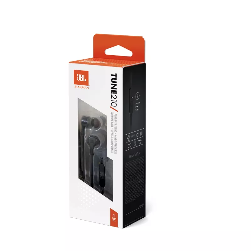 JBL Tune 210 Juoda, laidinis, 20–20 000 Hz, muzika, ausinės, juoda
