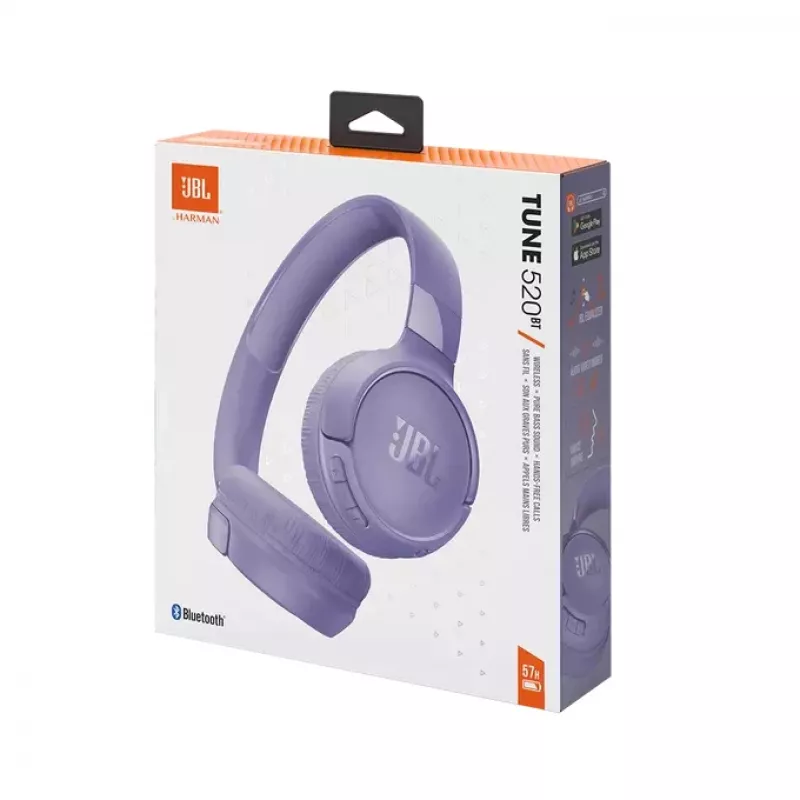 JBL Tune 520BT ausinės belaidės galvos lankelio skambučiams/muzikai USB Type-C Bluetooth violetinės