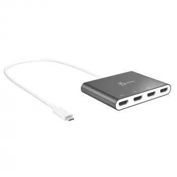 j5create JCA366-N USB-C™ į 4 prievadų HDMI™ kelių monitorių adapteris, sidabrinis