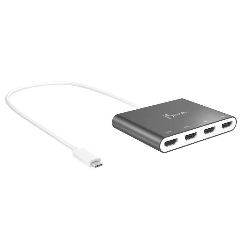 j5create JCA366-N USB-C™ į 4 prievadų HDMI™ kelių monitorių adapteris, sidabrinis