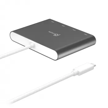 j5create JCA366-N USB-C™ į 4 prievadų HDMI™ kelių monitorių adapteris, sidabrinis