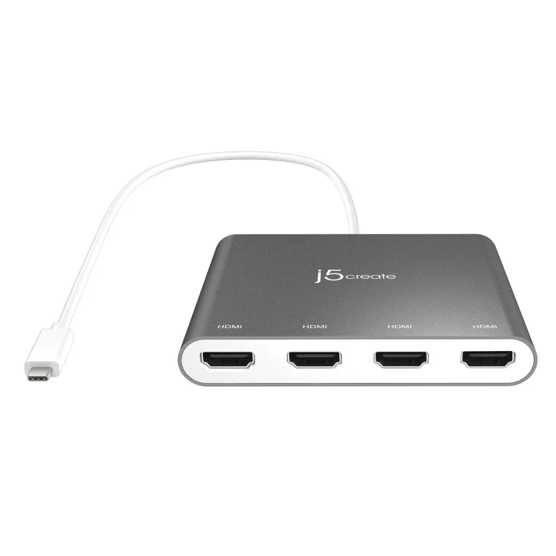 j5create JCA366-N USB-C™ į 4 prievadų HDMI™ kelių monitorių adapteris, sidabrinis