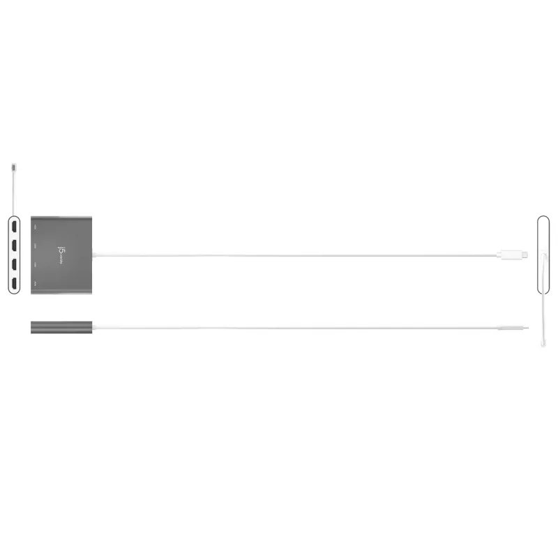j5create JCA366-N USB-C™ į 4 prievadų HDMI™ kelių monitorių adapteris, sidabrinis