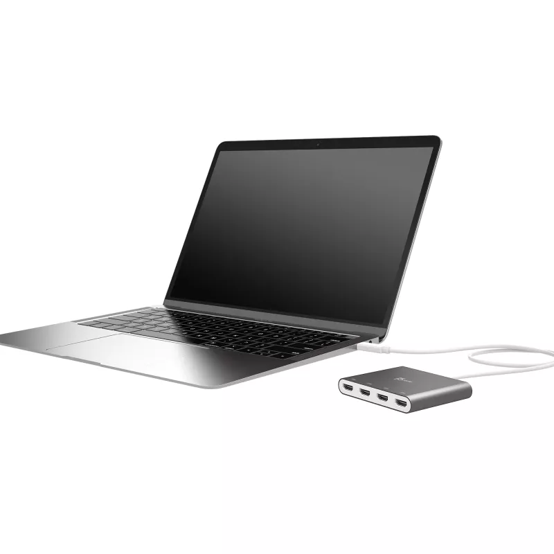 j5create JCA366-N USB-C™ į 4 prievadų HDMI™ kelių monitorių adapteris, sidabrinis