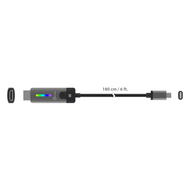 j5create JCC157-N USB-C į HDMI 2.1 8K laidas 1,79 m