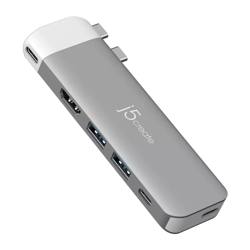 USB-C šakotuvas j5create JCD394 6K HDMI USB 3.2 Gen 2 Pilkai baltas