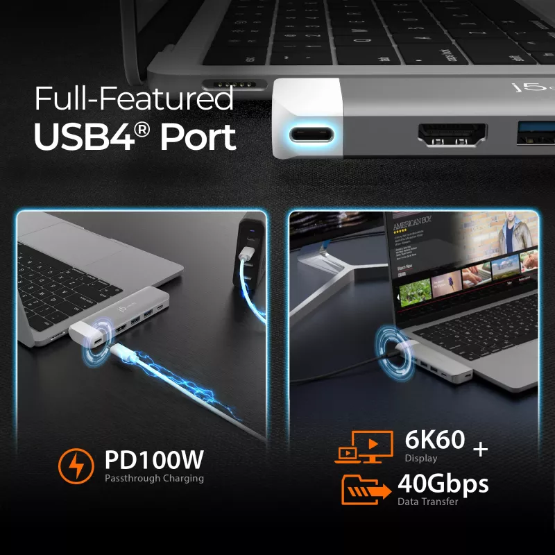 USB-C šakotuvas j5create JCD394 6K HDMI USB 3.2 Gen 2 Pilkai baltas