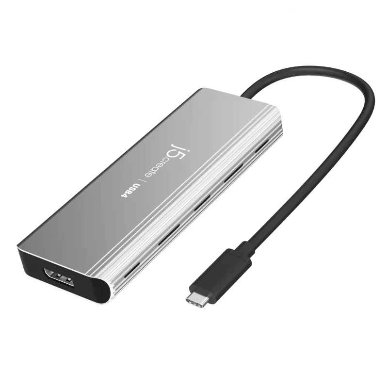 USB šakotuvas j5create JCD401 Dual 4K Multi-Port Hub, sidabrinis, laidinis, USB 3.2 Gen 2