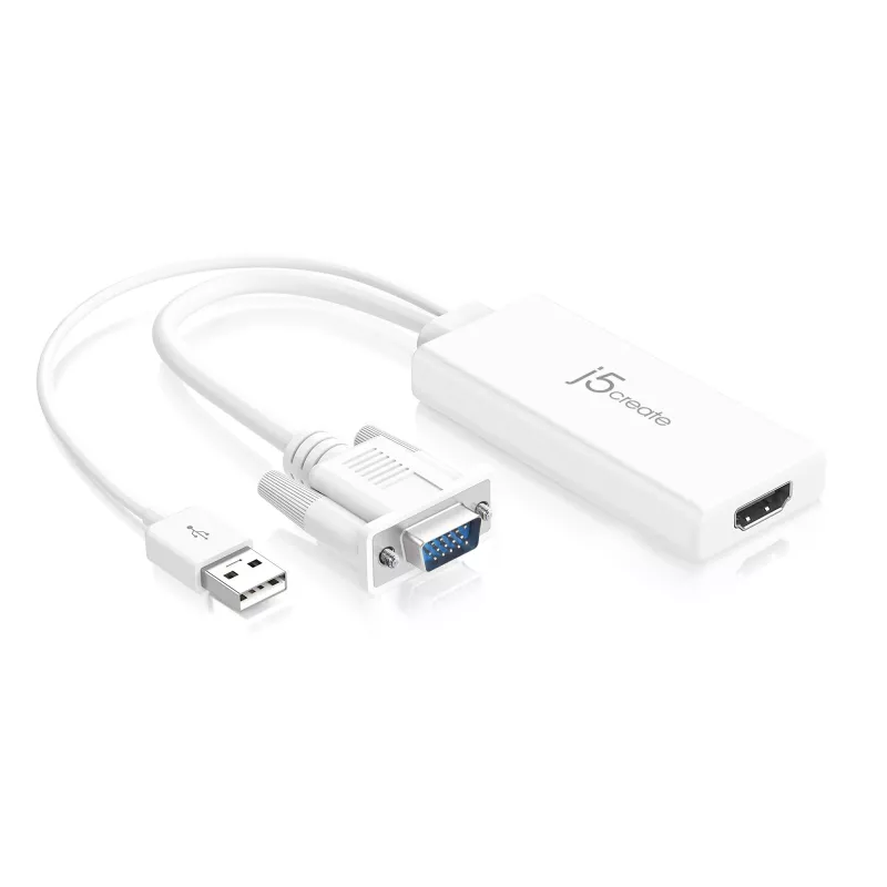 j5create JDA214 VGA į HDMI vaizdo ir garso adapteris baltas 0,176 m