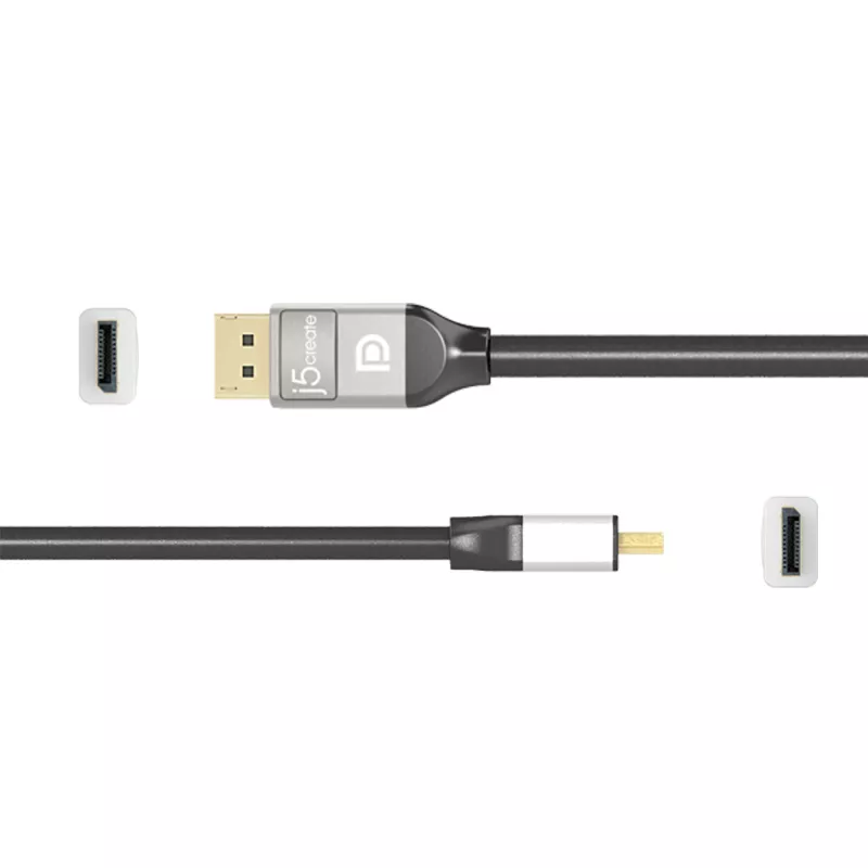 j5create JDC42 4K DisplayPort™ laidas, juoda ir pilka, 1,8 m