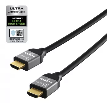 j5create JDC53 itin didelės spartos 8K UHD HDMI™ laidas, juodas ir pilkas, 2 m