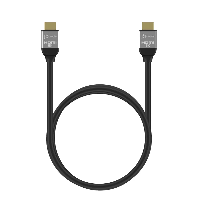 j5create JDC53 itin didelės spartos 8K UHD HDMI™ laidas, juodas ir pilkas, 2 m