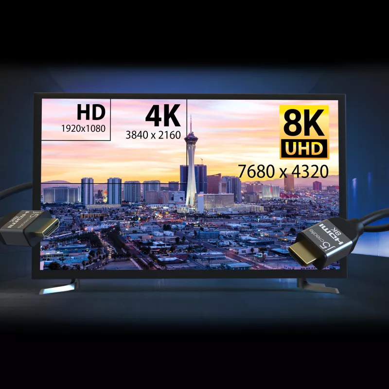 j5create JDC53 itin didelės spartos 8K UHD HDMI™ laidas, juodas ir pilkas, 2 m