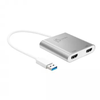 j5create JUA365 USB™ 3.0 prie dviejų HDMI kelių monitorių adapterio, sidabrinis
