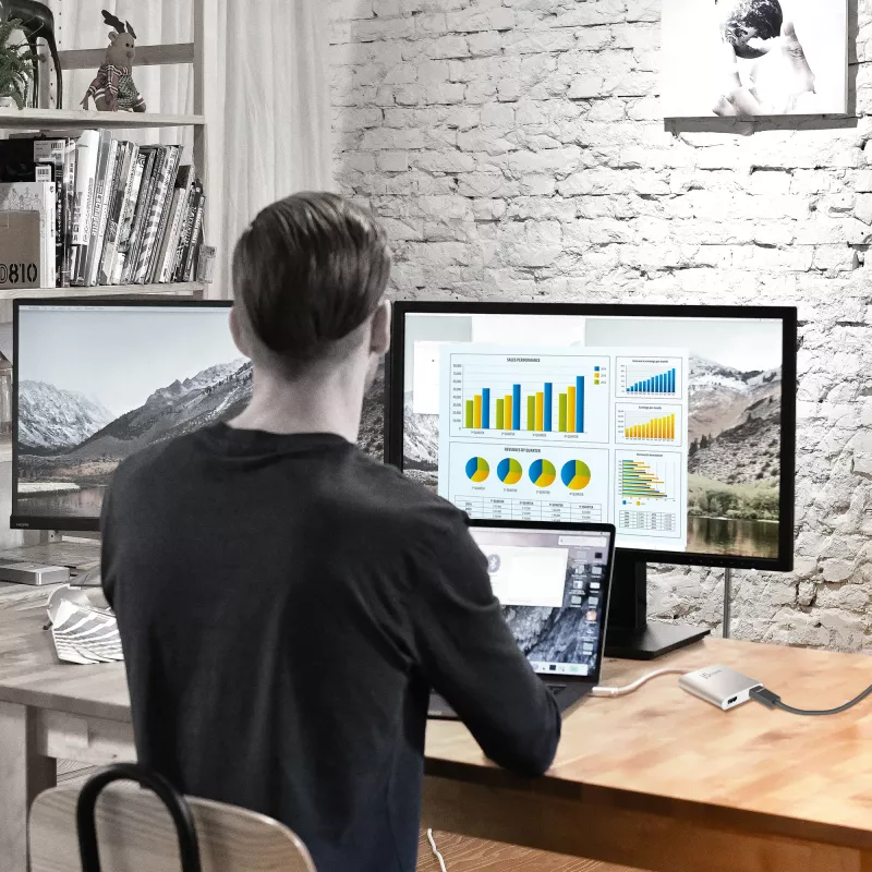 j5create JUA365 USB™ 3.0 prie dviejų HDMI kelių monitorių adapterio, sidabrinis
