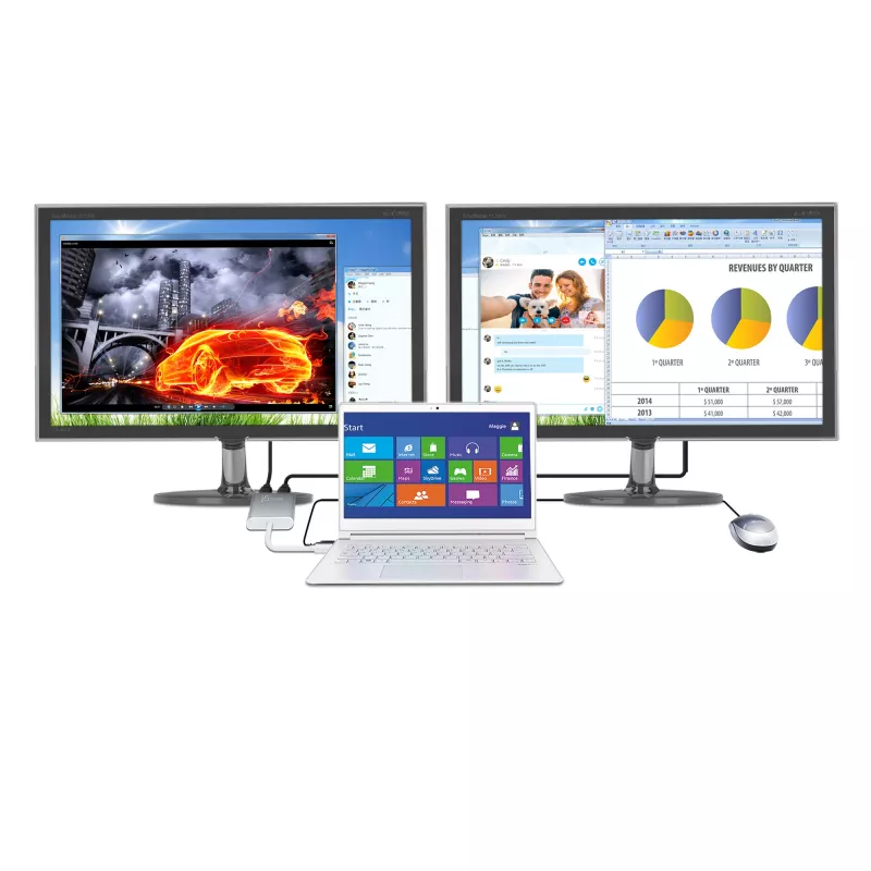 j5create JUA365 USB™ 3.0 prie dviejų HDMI kelių monitorių adapterio, sidabrinis