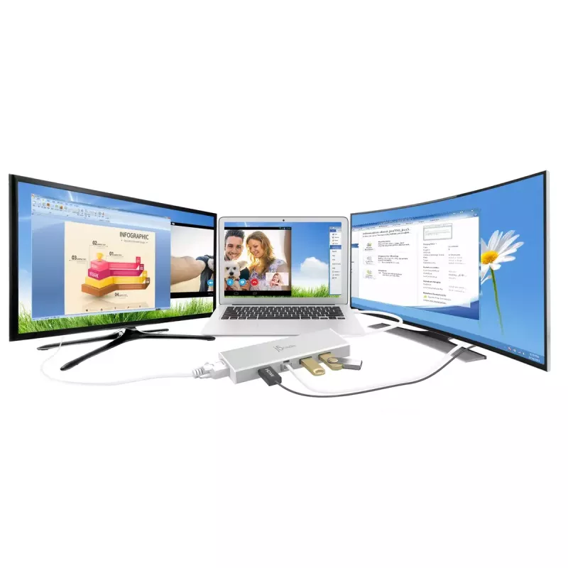 j5create JUD380 USB™ 3.0 Mini Dock, su 1x HDMI prievadu ir 3x USB prievadais, sidabrinė