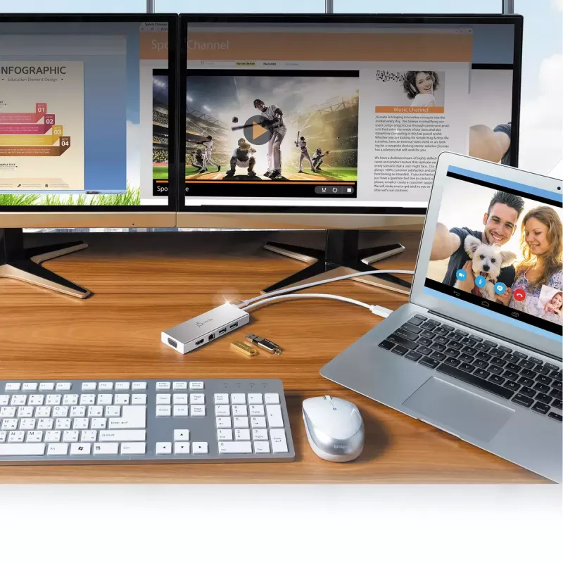 j5create JUD380 USB™ 3.0 Mini Dock, su 1x HDMI prievadu ir 3x USB prievadais, sidabrinė