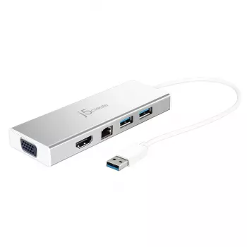 j5create JUD380 USB™ 3.0 Mini Dock, su 1x HDMI prievadu ir 3x USB prievadais, sidabrinė