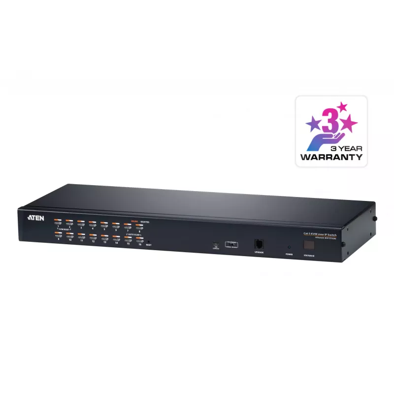 ATEN 16 prievadų CAT5e/6 KVM per IP jungiklis, 1920 x 1200 taškų, Ethernet LAN, WUXGA, 8,9 W, juodas
