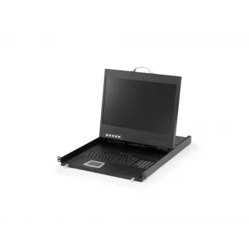 LevelOne 19 colių plačiaekranė LCD KVM stovo konsolė, JAV klaviatūra