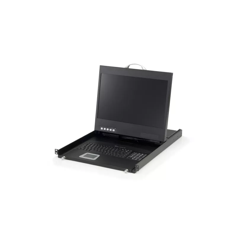 LevelOne 19 colių plačiaekranė LCD KVM stovo konsolė, JAV klaviatūra