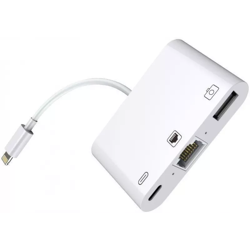 Microconnect LIGHT-HUB2 nešiojamojo kompiuterio dokas / prievadų atkartotuvas, Lightning, baltas