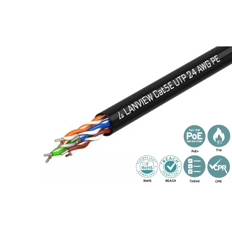 Lanview LVN122149 tinklo kabelis juodas 305 m Cat5e U/UTP (UTP)