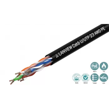 Lanview LVN122151 tinklo kabelis Juodas 305 m Cat6 U/UTP UTP 10000 Mbit/s
