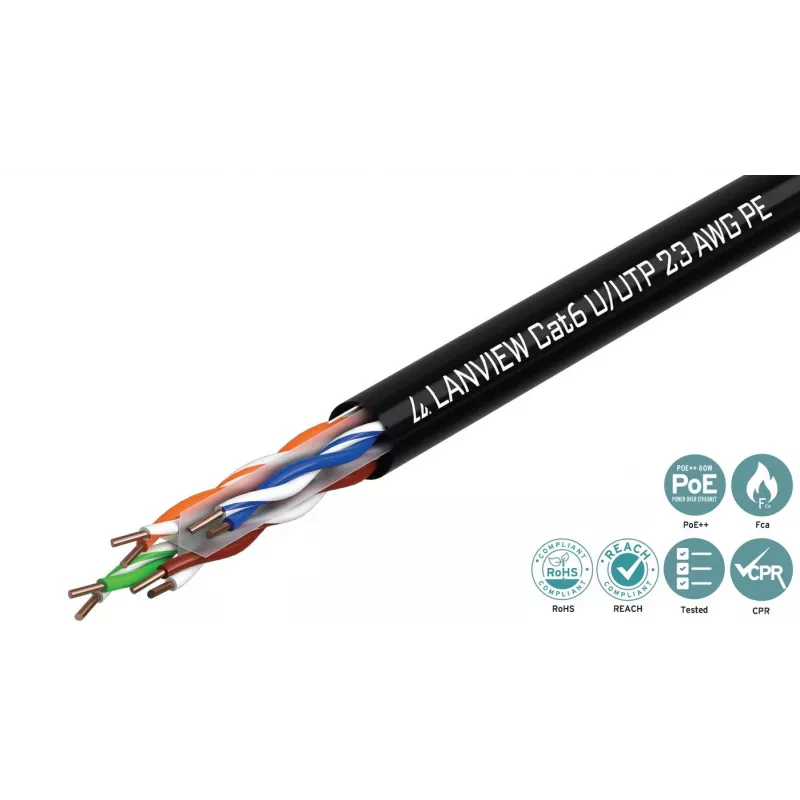 Lanview LVN122151 tinklo kabelis Juodas 305 m Cat6 U/UTP UTP 10000 Mbit/s