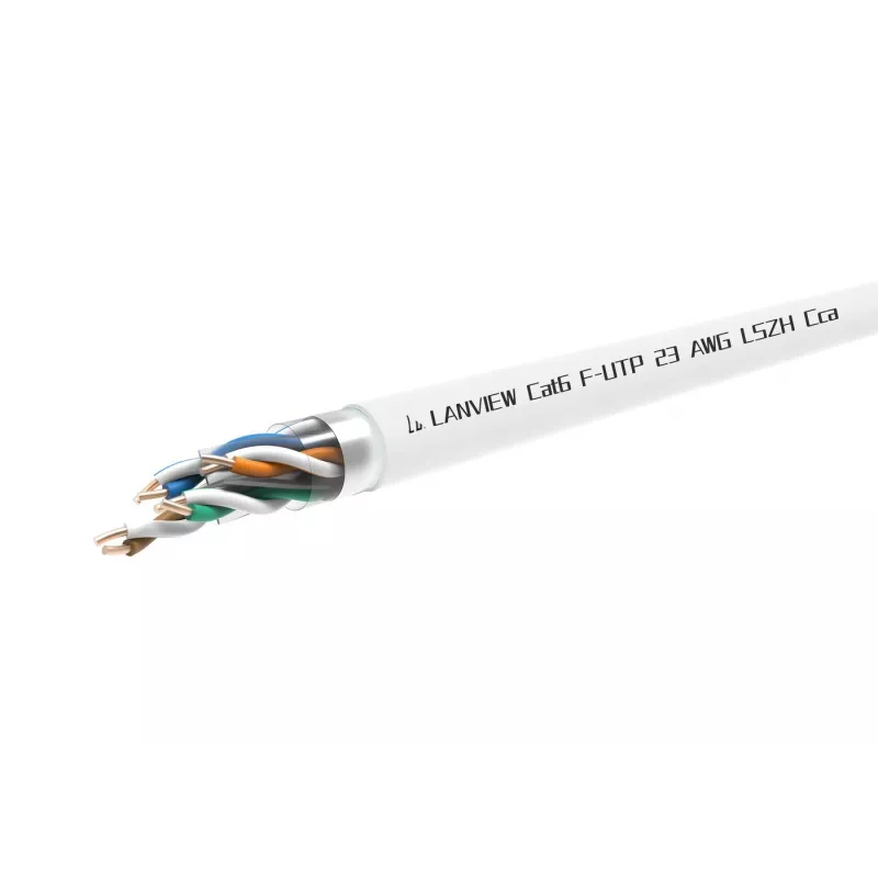 Cat6 F-UTP tinklo kabelis 4x2xAWG23 LSZH baltas 305m,