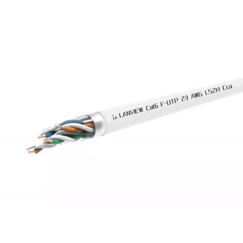 Cat6 F-UTP tinklo kabelis 4x2xAWG23 LSZH baltas 500 m