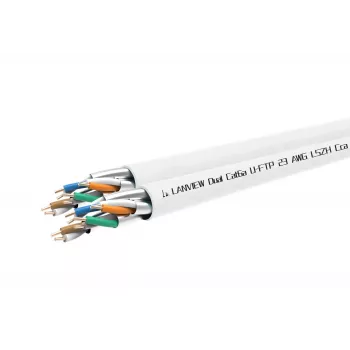 Cat6a U-FTP dvigubas tinklo kabelis 4x2xAWG23 LSZH baltas