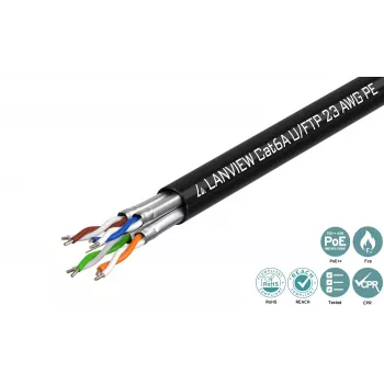 Lanview LVN122445 tinklo kabelis juodas 500 m Cat6a U/UTP (UTP)