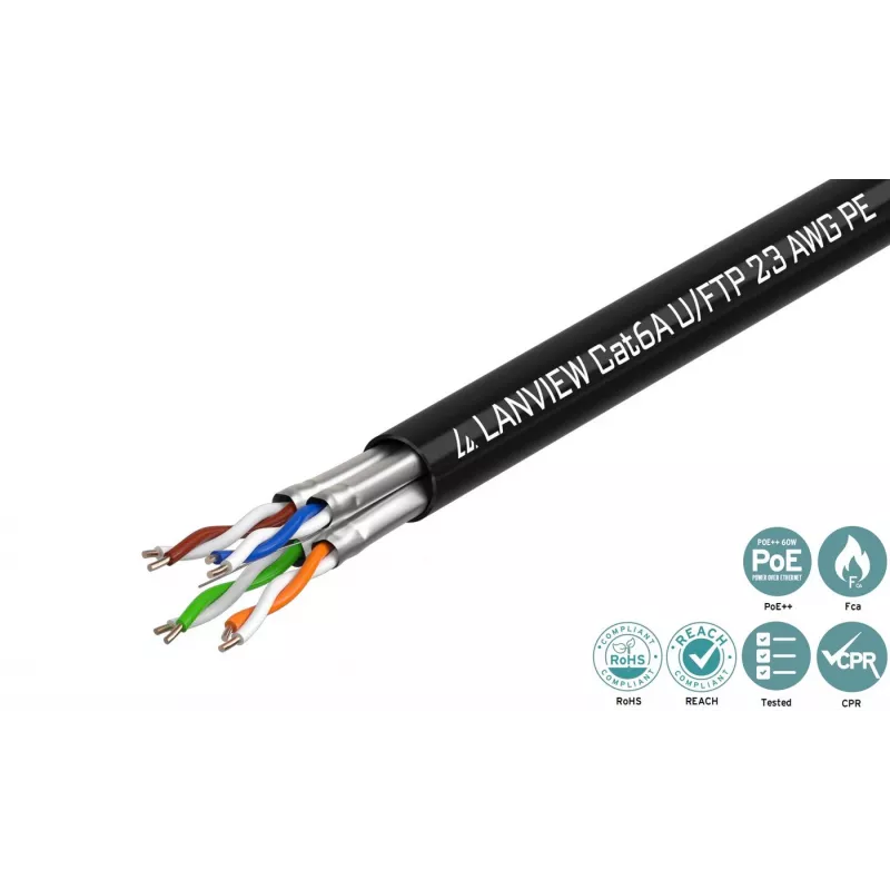 Lanview LVN122445 tinklo kabelis juodas 500 m Cat6a U/UTP (UTP)