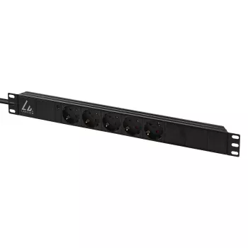 Lanview 19 colių stovo maitinimo juosta 1U 10A, 5x Schuko (LVR-3MSCH-LIC-SCH5)
