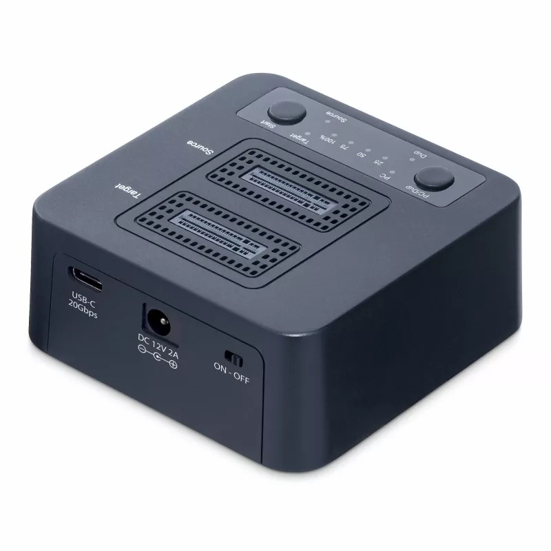 StarTech.com 1:1 M.2 NVMe diskų kopijavimo įrenginys, atskiras M.2 SSD klonavimo/kopijavimo įrenginys iki 90 GB/min., USB 3.2 20 Gbps M.2 dviejų lizdų diskų dokas, pridedami USB-C/A laidai
