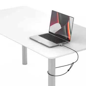 Compulocks Ledge Lock adapteris, skirtas MacBook Pro 14 colių M1 M2 M3, su raktiniu kabelio užraktu, sidabrinis